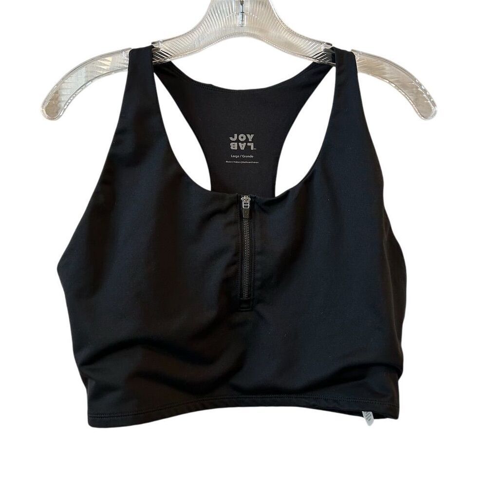 JoyLab Women's Black Racerback 1/2 Zip Sports Bra Size L